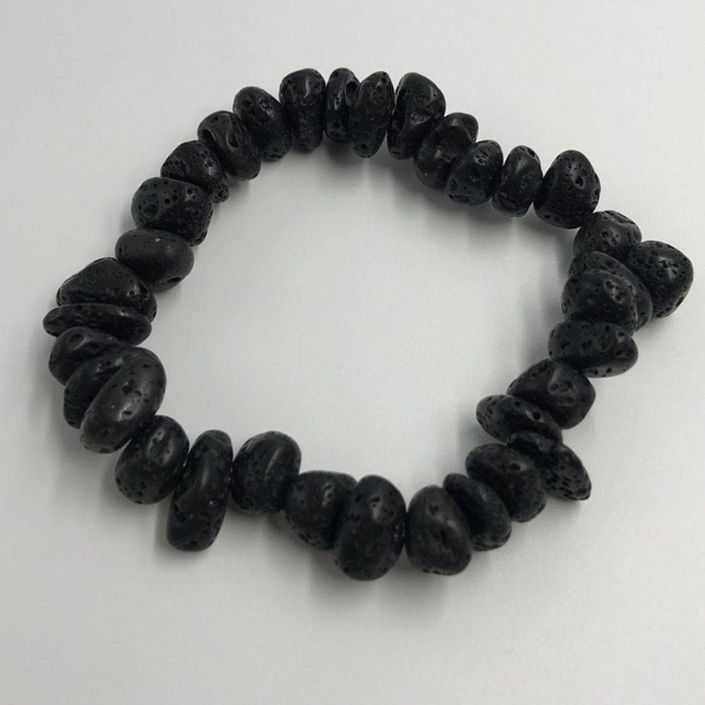 Genuine black lava rock chips beaded bracelet - Picture 7 of 9